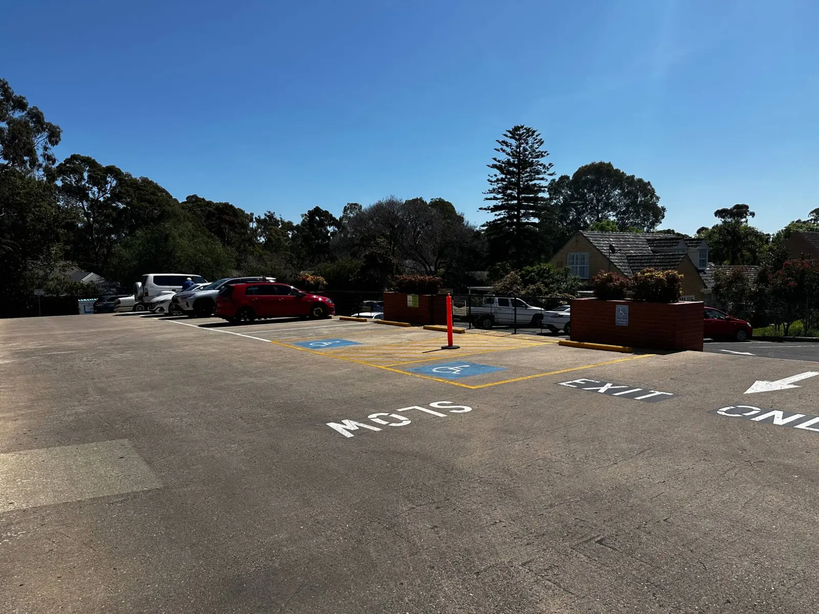 Ground-level car park with accessible parking bays
